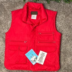 Vintage Eddie Bauer Down Puffer Vest with original care & label tags Red Size M